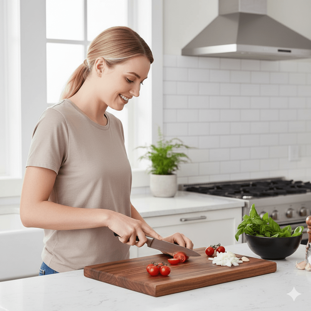 ECOSLICE – Sustainable Acacia Wood Cutting Board with Antibacterial Surface