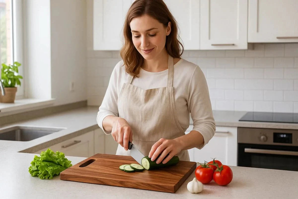 ECOSLICE – Sustainable Acacia Wood Cutting Board with Antibacterial Surface