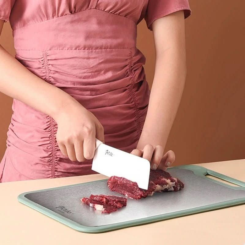EdgeCraft – Double-Sided Stainless Steel Cutting Board with Non-Stick Surface & Juice Groove