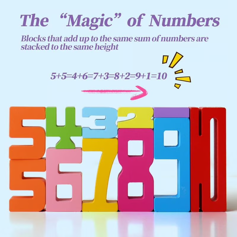 Wooden Number Building Block, Creative Montessori Stacking Toys, Early Educational Toy for Children(1 Box) - Standard Edition (10 PCS)