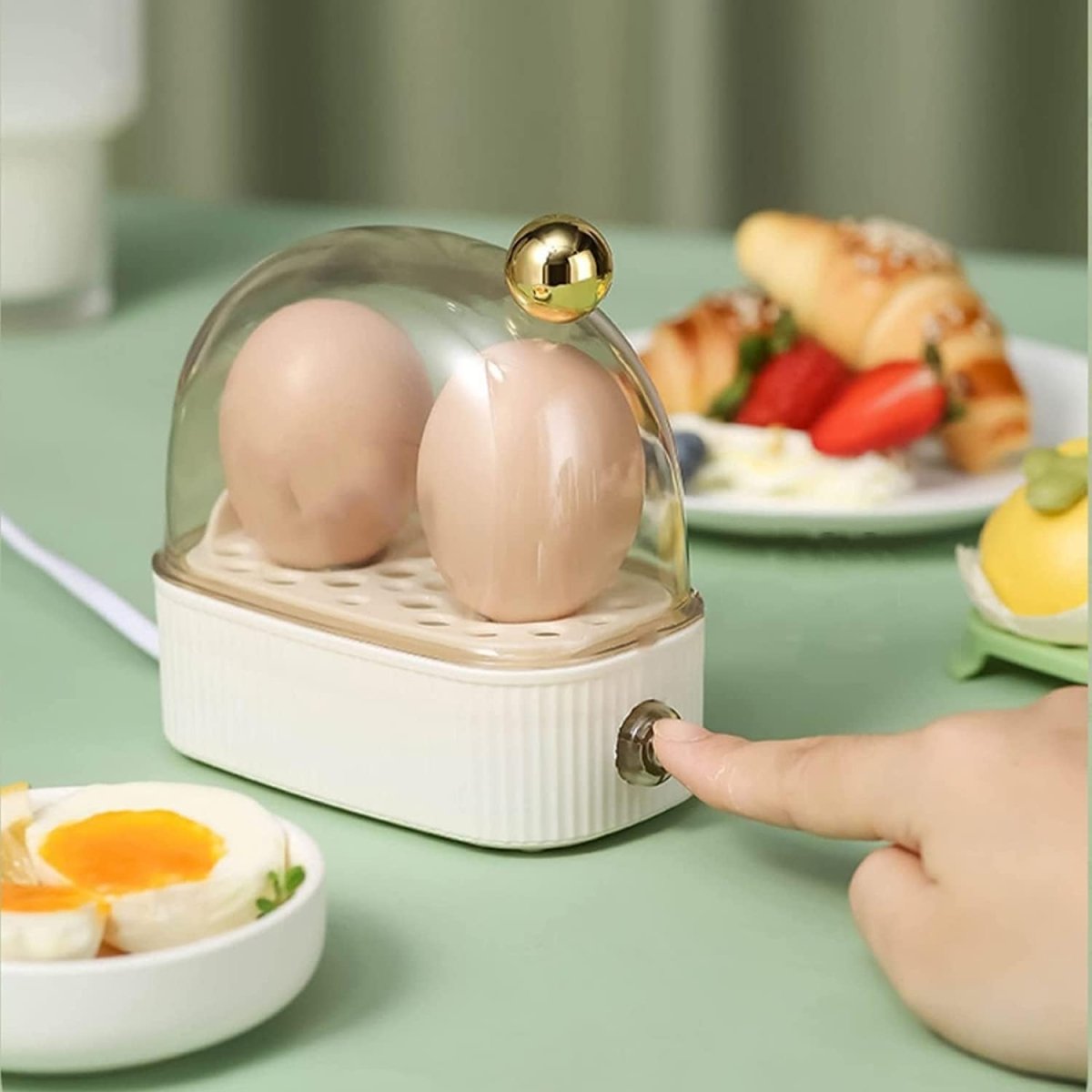 EGGFLAIR – Electric Egg Boiler & Poacher with 3 Cooking Settings for Easy Breakfast Prep