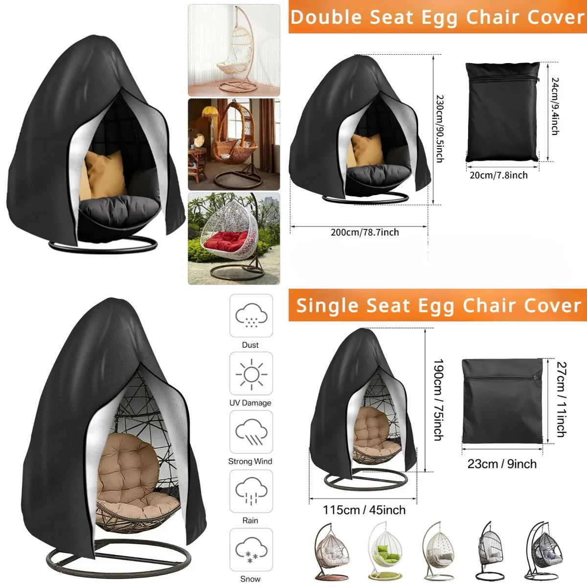 EGGSHELTER – Waterproof Egg Chair Cover for All-Weather Outdoor Protection