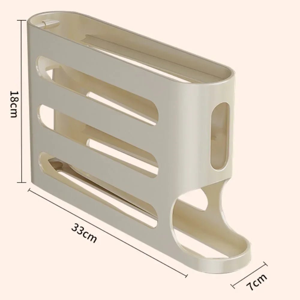 EGGSTAIR – 4-Layer Automatic Rolling Egg Dispenser for Compact Fridge Storage