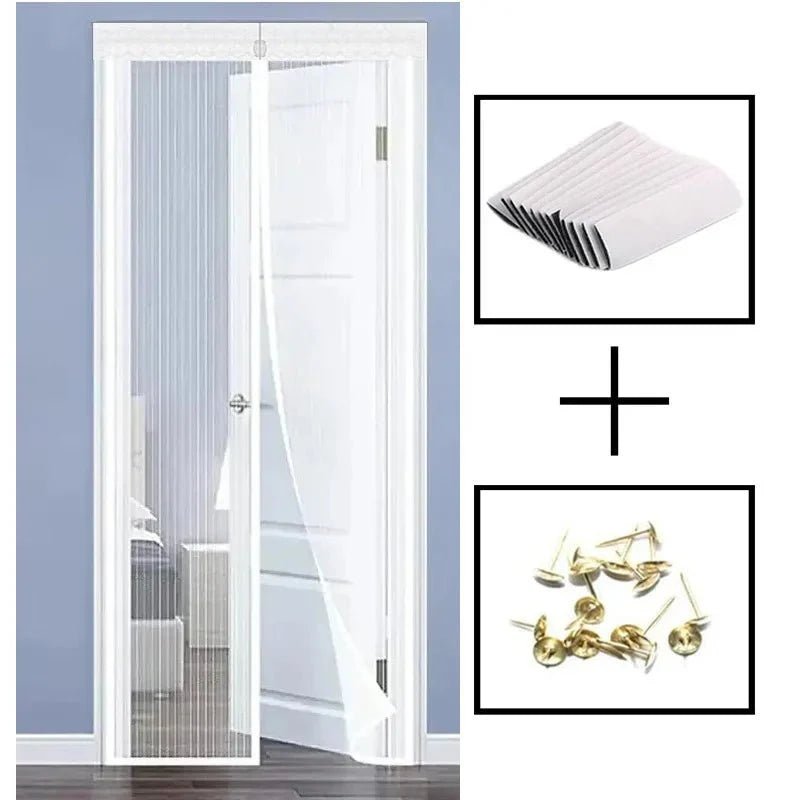 EMBRIZA – Magnetic Soft Gauze Door Curtain with Elegant Embroidery