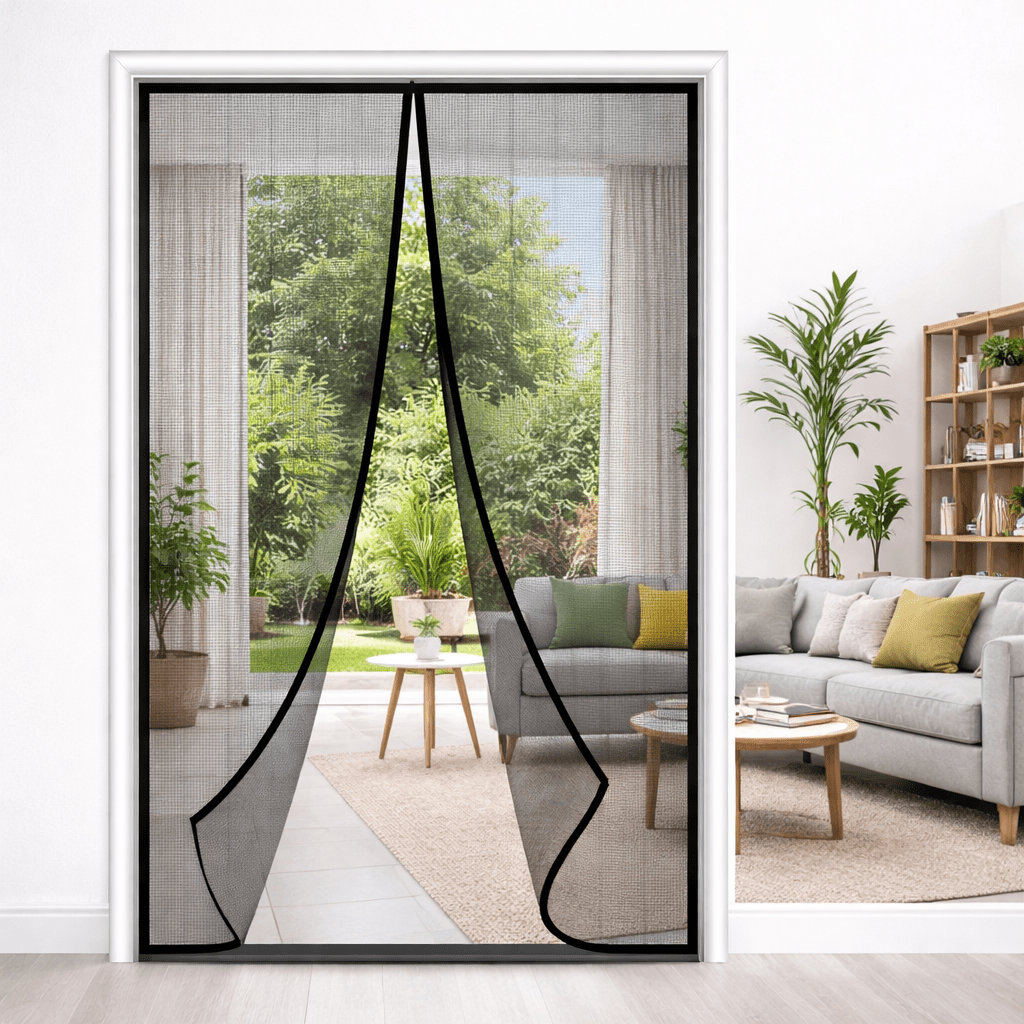 EMBRIZA – Magnetic Soft Gauze Door Curtain with Elegant Embroidery