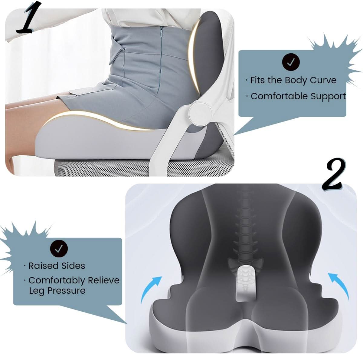 BODYFORM PAD – Ergonomic Memory Foam Seat Cushion for Everyday Comfort