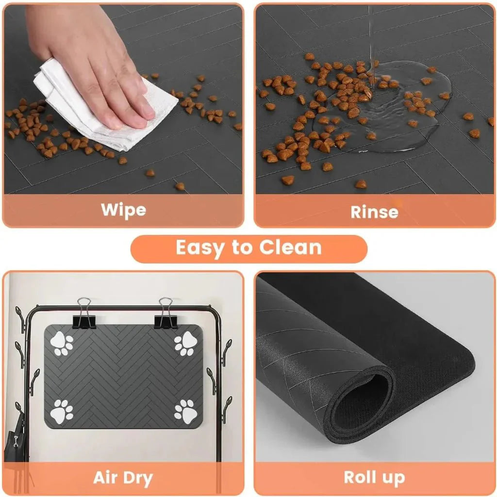 FEEDDRY – Absorbent Pet Bowl Mat for Clean Floors
