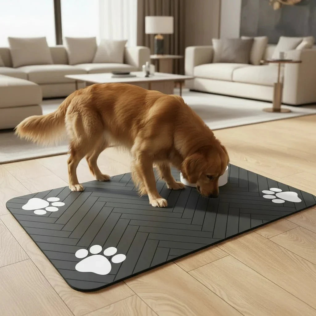 FEEDDRY – Absorbent Pet Bowl Mat for Clean Floors