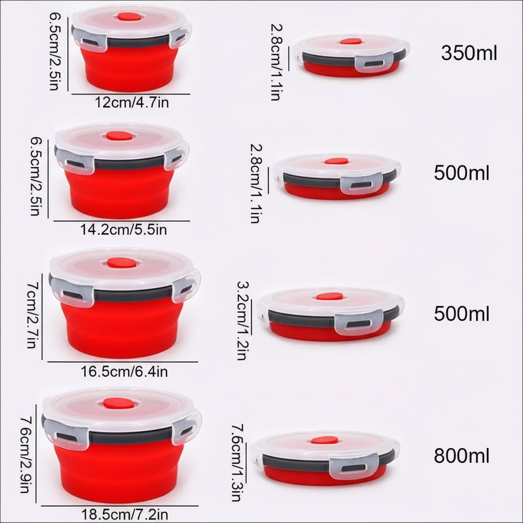 FLEXIBENTO – Collapsible Silicone Bento Lunch Box Set, Portable Food Container with Leak-Proof Lid