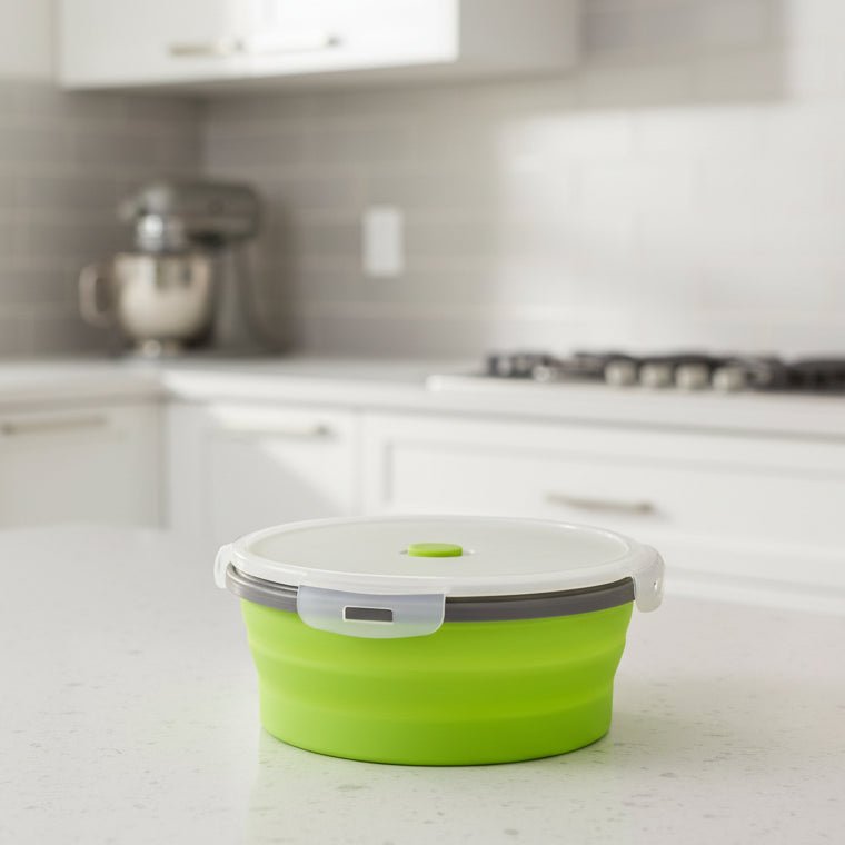 FLEXIBENTO – Collapsible Silicone Bento Lunch Box Set, Portable Food Container with Leak-Proof Lid