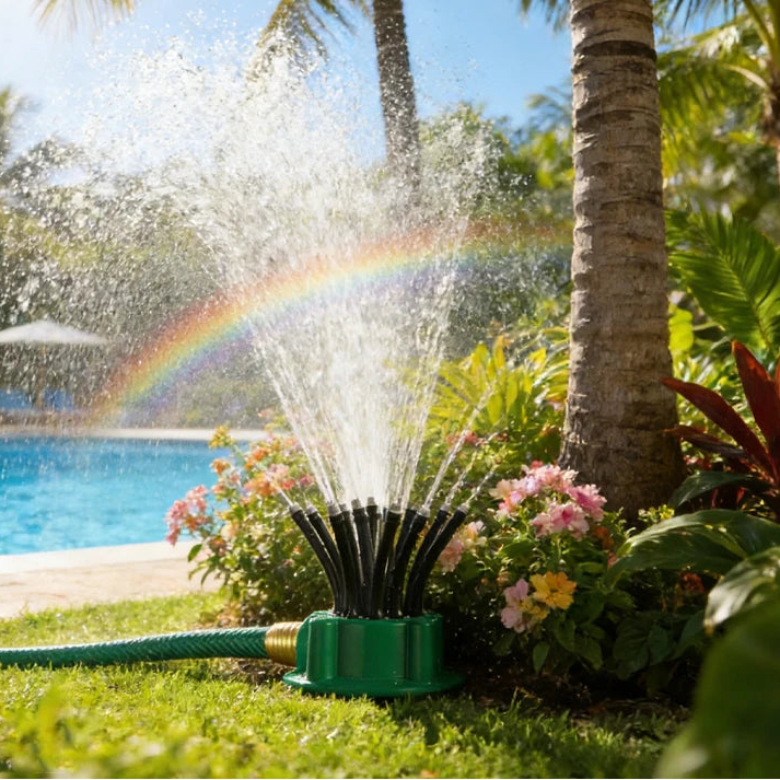 FLOWRING – Automatic Multi-Head 360-Degree Sprinkler for Consistent Garden Irrigation