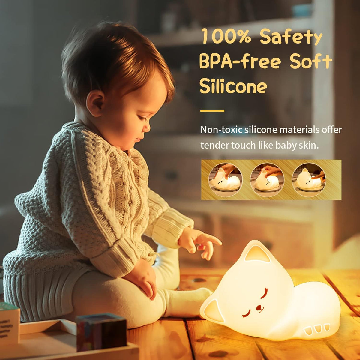 Silicone Cat Night Lamp | Rechargeable LED Lamp for a Soft Sleep Light