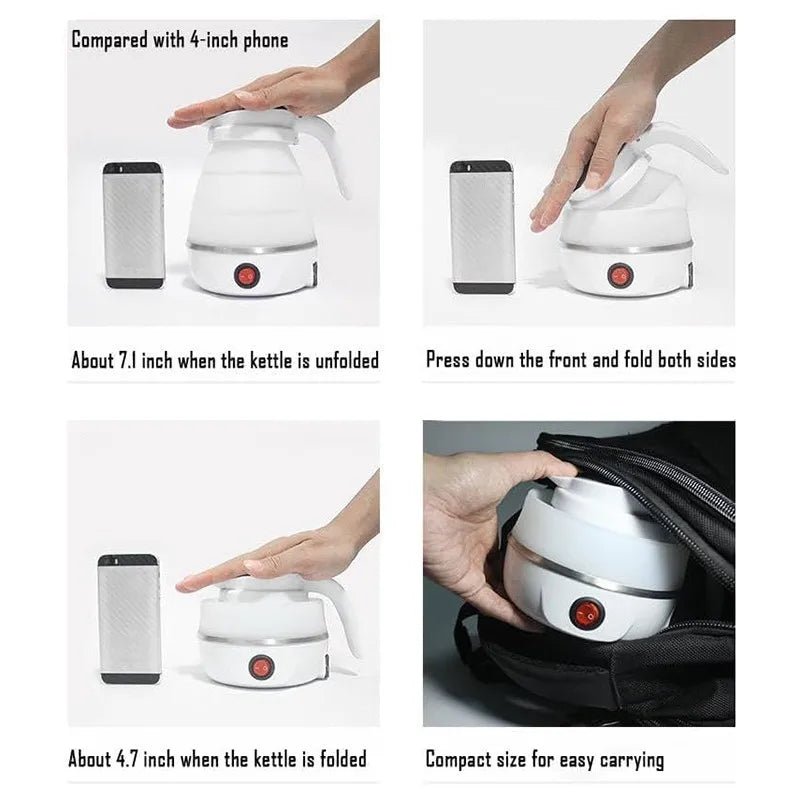 FOLDHEAT – Compact 0.6L Portable Electric Kettle with Folding Design