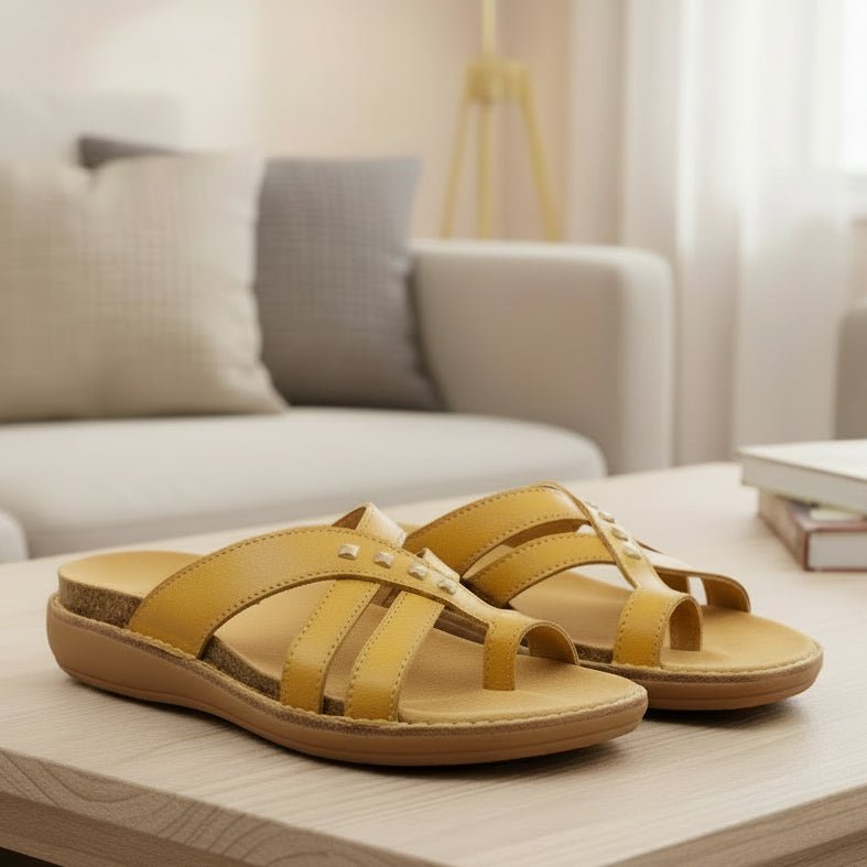 FOOTBALM – Women's Flat Orthopedic Sandals with Cushioned Cross Straps