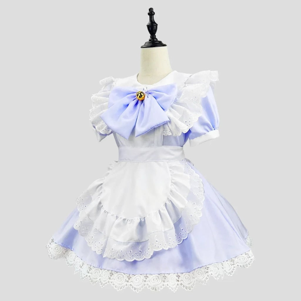 French Maid Costume with Ruffled Apron for Halloween