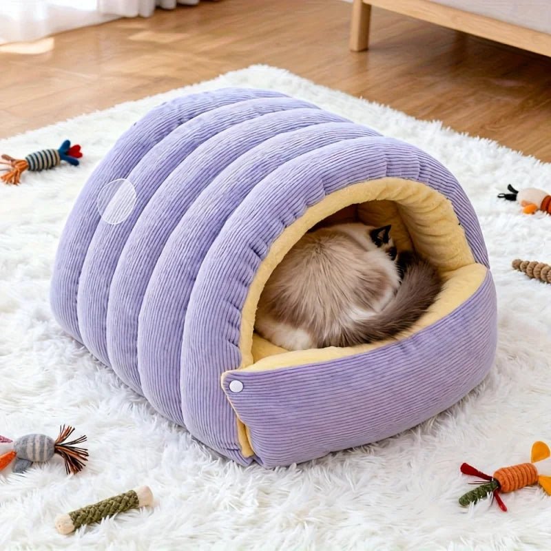 FURCAVE – Enclosed Arctic Fleece Cat Bed for Warmth and Security