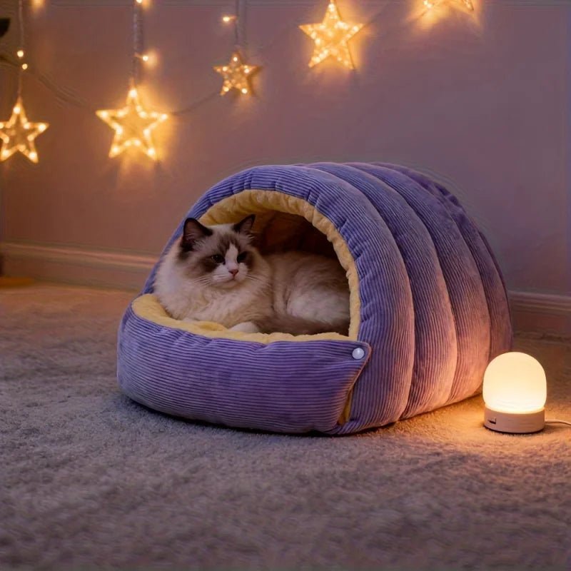 FURCAVE – Enclosed Arctic Fleece Cat Bed for Warmth and Security