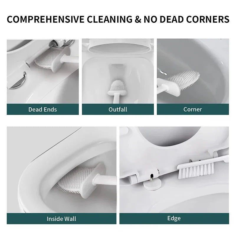 GERMFREE LOO – Silicone Toilet Brush with Holder for Hygienic Cleaning