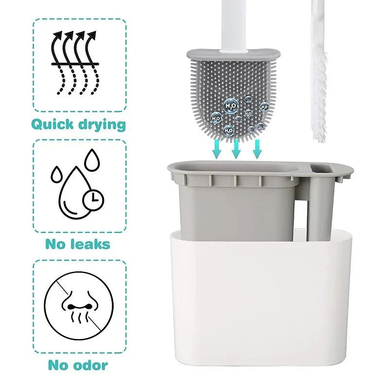 GERMFREE LOO – Silicone Toilet Brush with Holder for Hygienic Cleaning