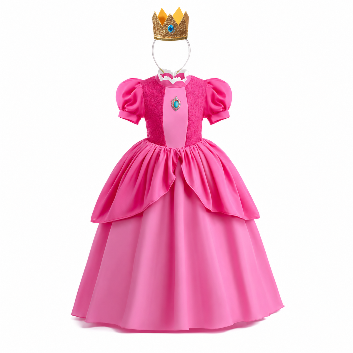Girls' Halloween mushroom princess and Toadstool Costume Dress Set with Crown Gloves and Wand