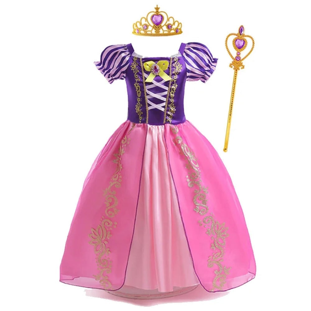 Girls' Halloween Princess Costume and Dresses for Dress Up Tiara Gloves Games