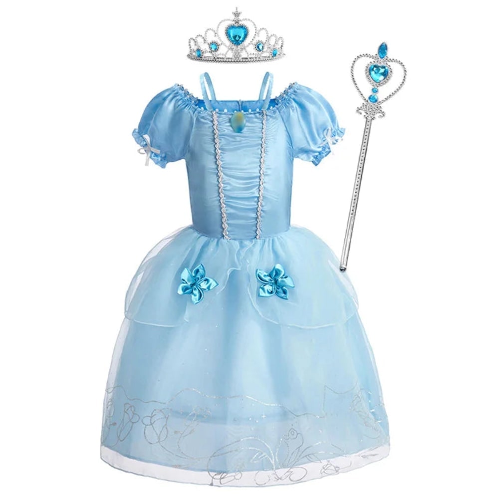 Girls' Halloween Princess Costume and Dresses for Dress Up Tiara Gloves Games