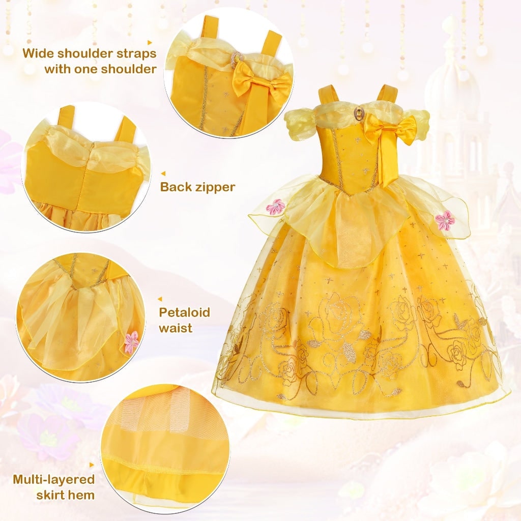 Girls' Halloween Princess Costume Dress with Tulle Skirt Tiara and Accessories Set