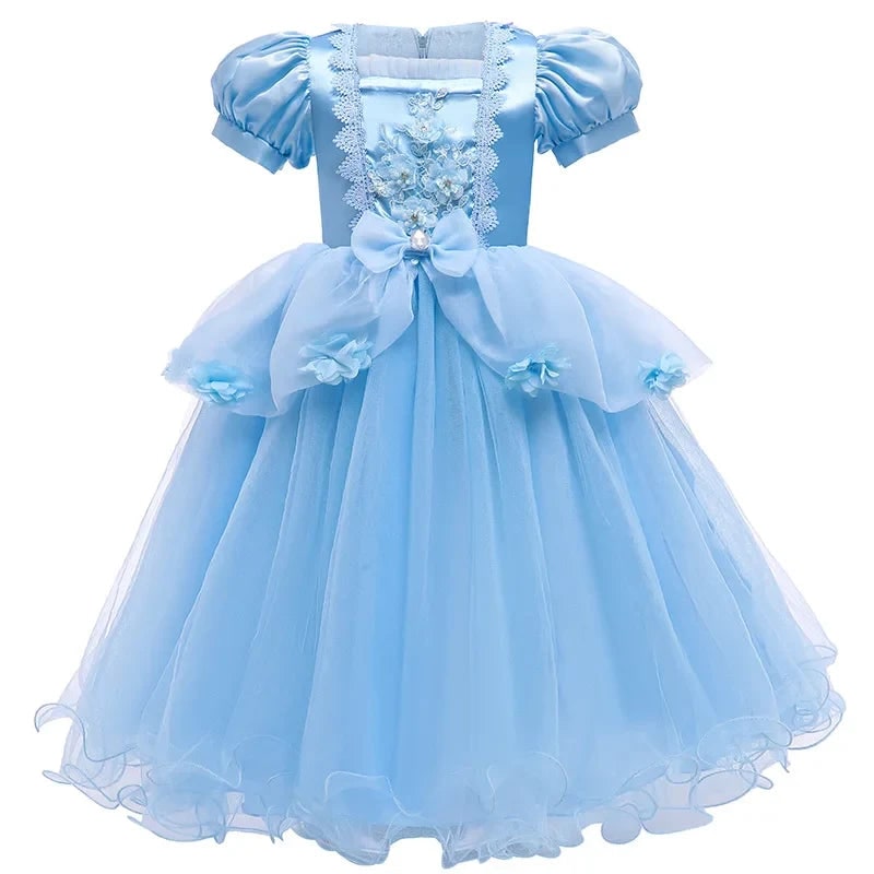 Girls' Halloween Princess Dress for Party Costume with Puff Sleeves and Tulle Skirt