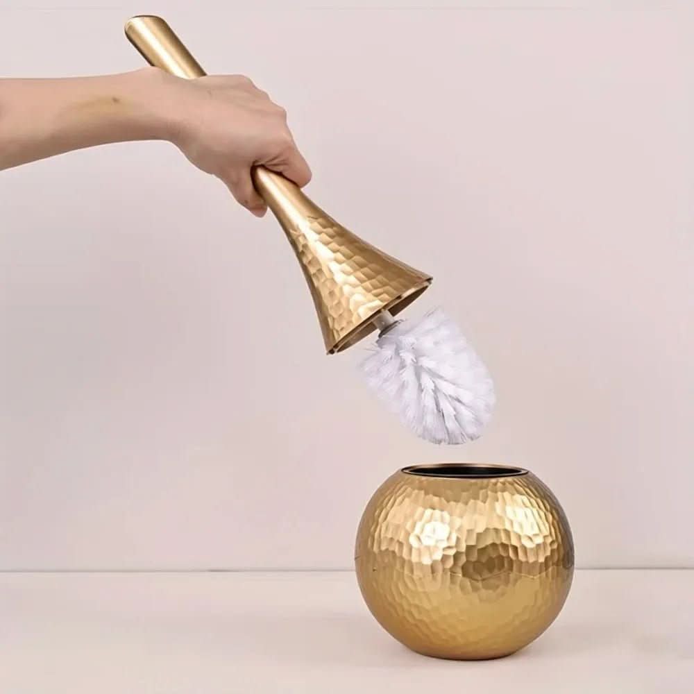 GOLDENLUXE – Sculpted Toilet Brush with Elegant Metallic Design for Modern Bathrooms
