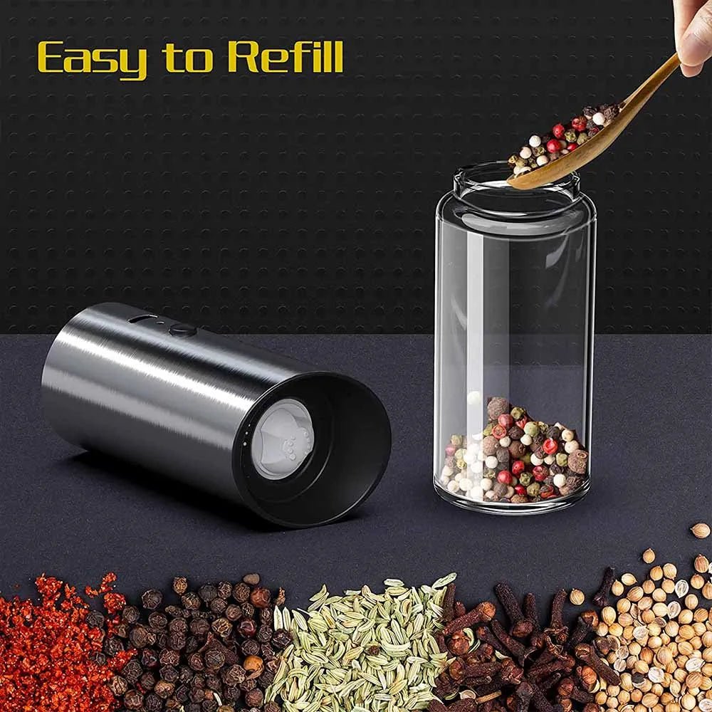GRINDVOLT – Rechargeable Electric Pepper Grinder in Stainless Steel with Adjustable Fineness