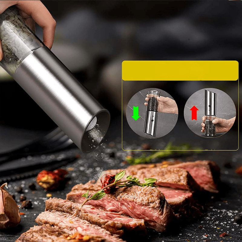 GRINDVOLT – Rechargeable Electric Pepper Grinder in Stainless Steel with Adjustable Fineness