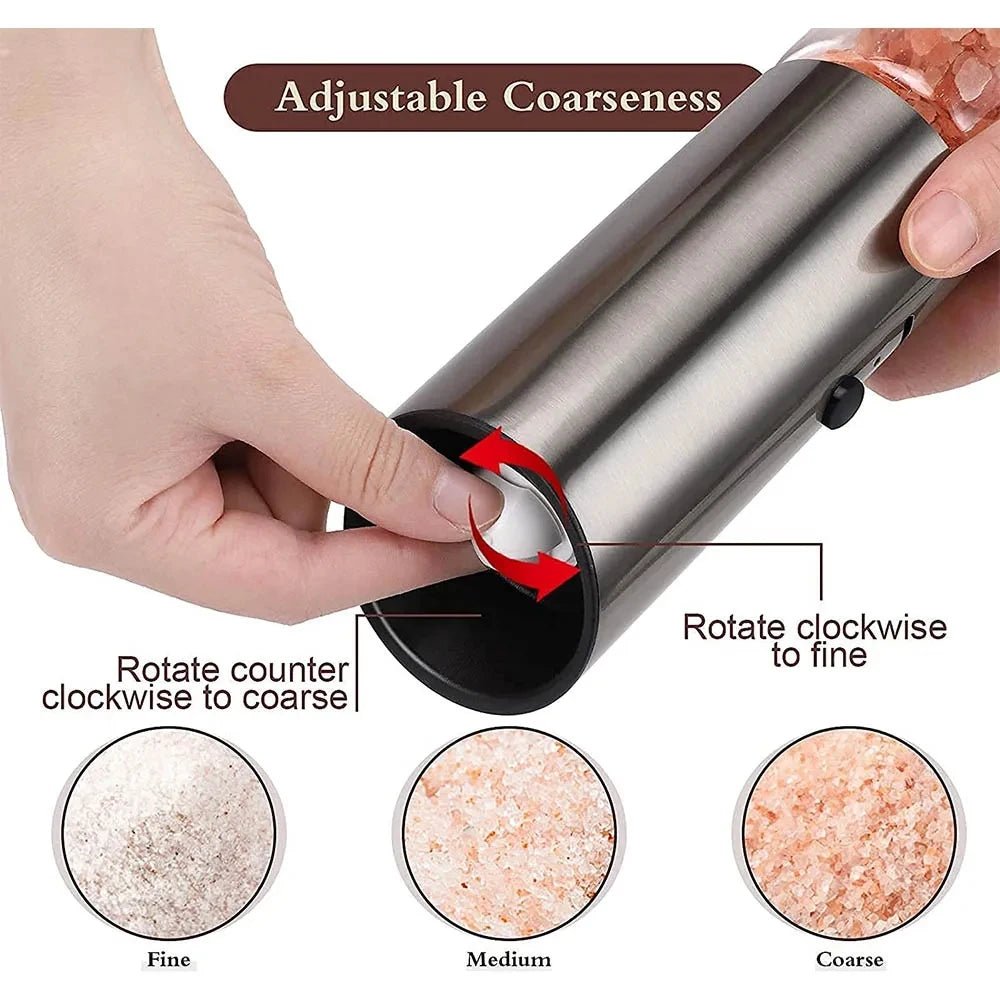 GRINDVOLT – Rechargeable Electric Pepper Grinder in Stainless Steel with Adjustable Fineness