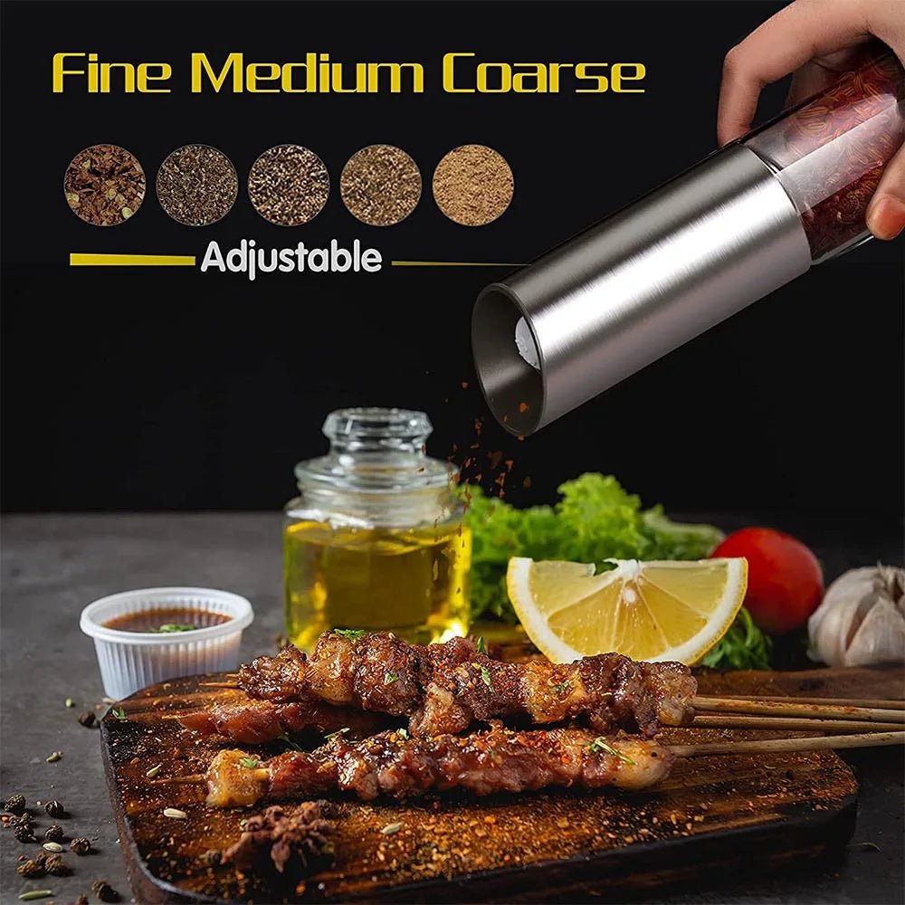 GRINDVOLT – Rechargeable Electric Pepper Grinder in Stainless Steel with Adjustable Fineness