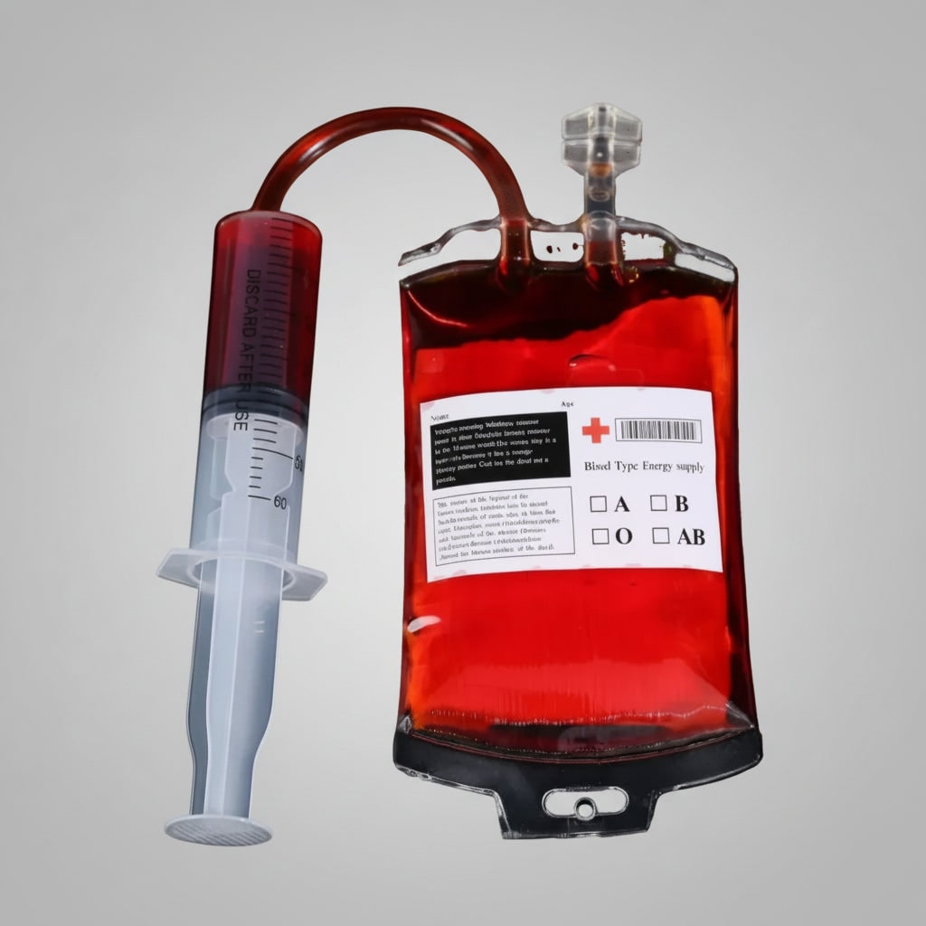 Halloween Blood Bags Drink Pouches with Syringe for Party Decorations and Haunted House Props