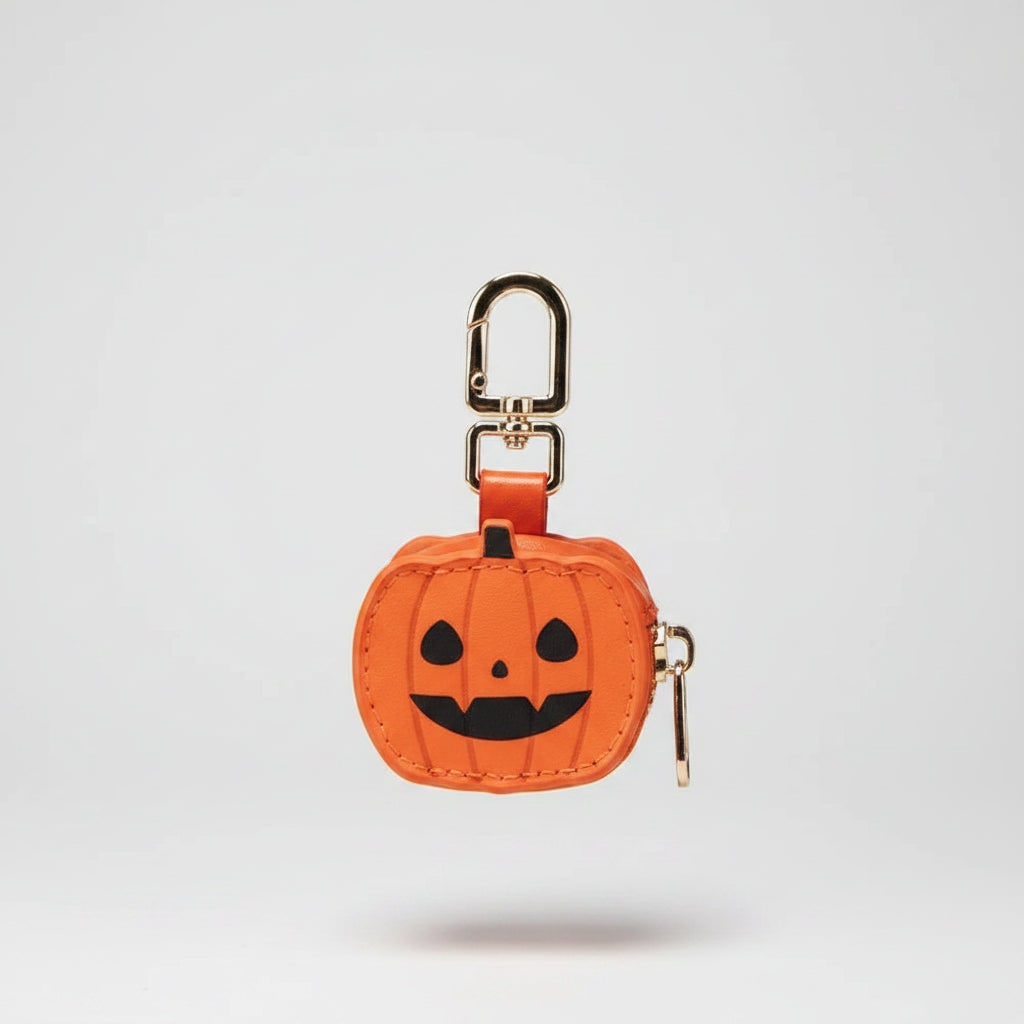 Halloween Coin Purse Keychain with Key Holder and Zippered Faux Leather Pouch