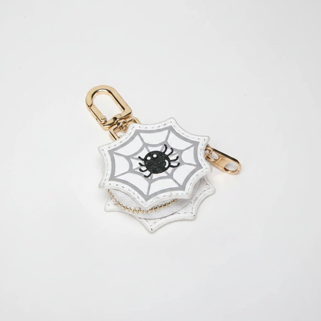 Halloween Coin Purse Keychain with Key Holder and Zippered Faux Leather Pouch
