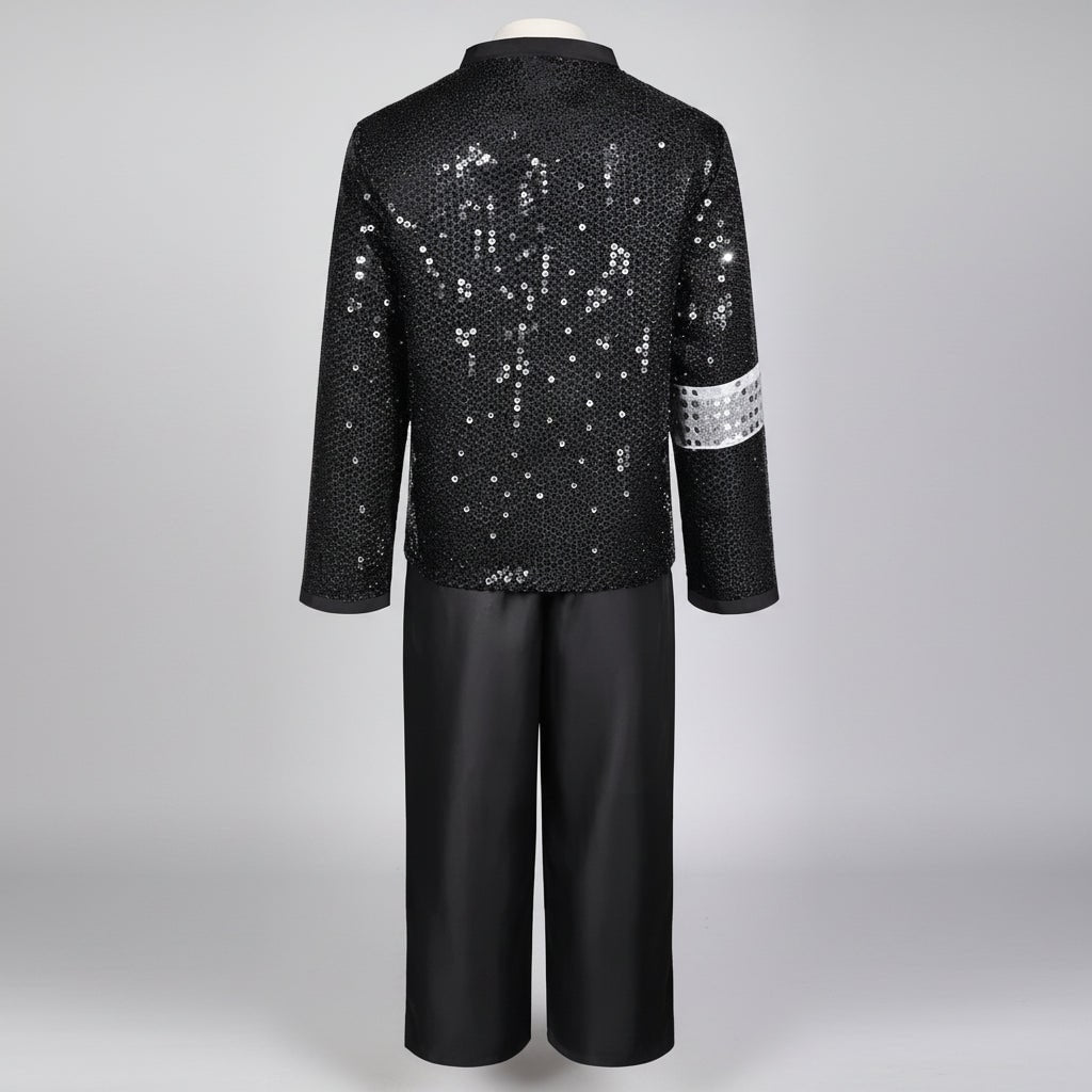 Halloween Dance Costume Michael Jackson Outfit with Sequin Jacket Fedora Hat and Gloves for Party