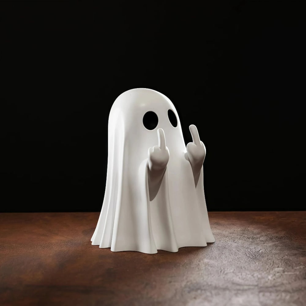 Halloween Ghost Decorations Figurine with Middle Finger Gesture Tabletop Statue for Party