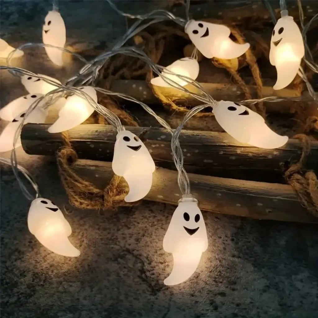 Halloween Ghost String Lights Battery Operated LED Outdoor Decoration for Patio and Yard Party
