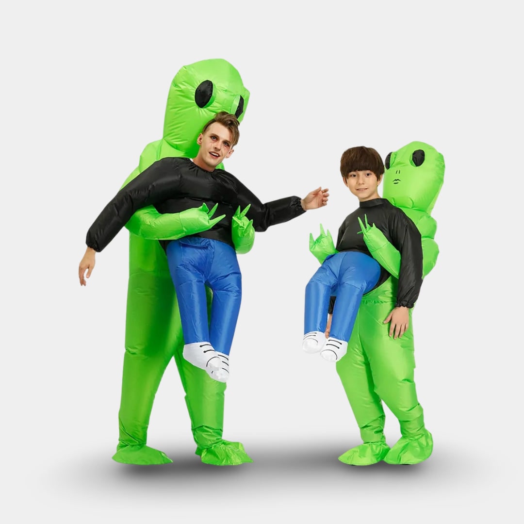 Halloween Inflatable Alien Costume Blow Up Party Outfit with Built-In Fan