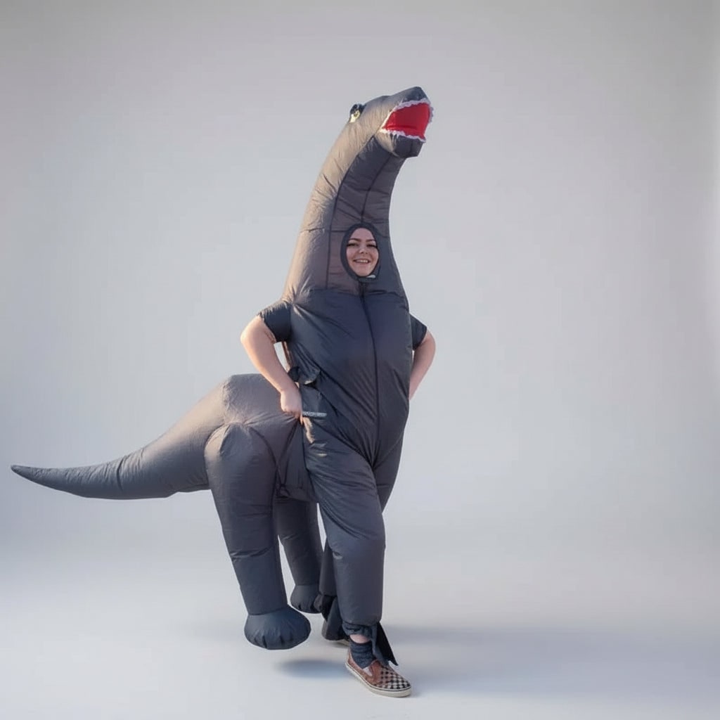 Halloween Inflatable Dinosaur Costume Outfit with Long Neck and Tail Party Cosplay Suit