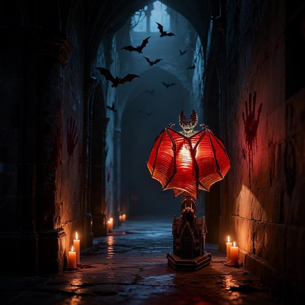 Halloween LED Light Bat Lamp Gothic Style Table with Translucent Wings