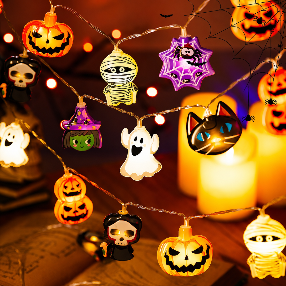 Halloween Outdoor String Lights LED Battery Operated for Patio Party Decoration