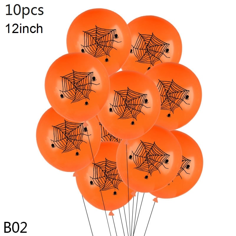 Halloween Party Balloons with Spooky Printed Designs and Latex Construction for Decoration