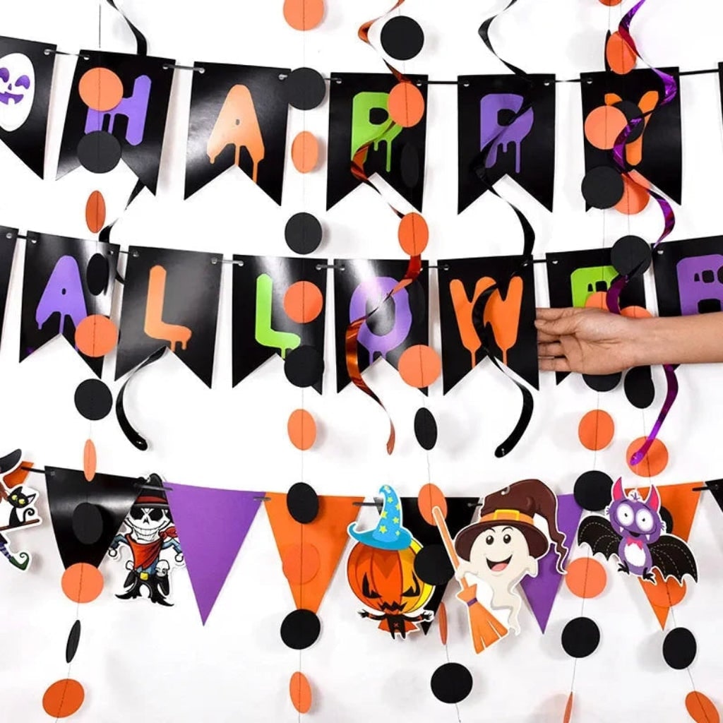Halloween Party Decorations Banner Kit with Hanging Swirls and Outdoor Wall Decor
