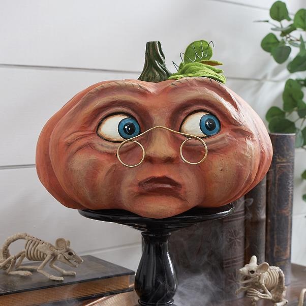 Halloween Pumpkin Decorations and Carving Props with Expressive Faces for Front Door Decor