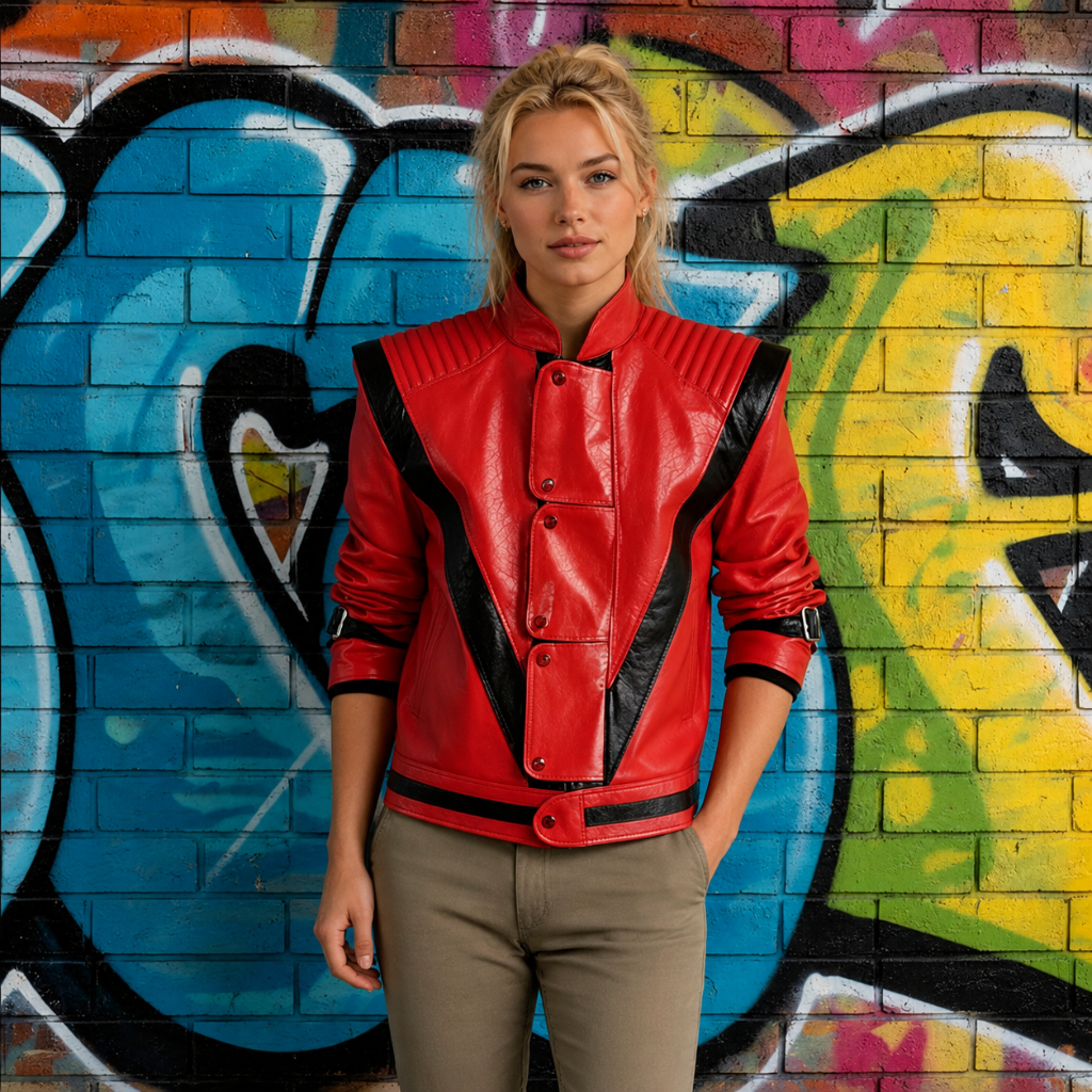 Halloween Red Leather Biker Jacket
