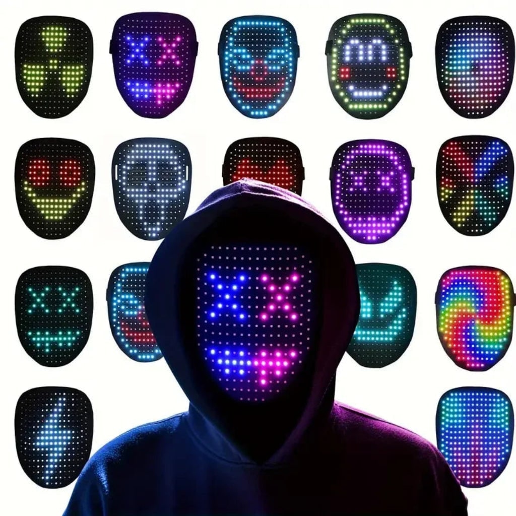 Halloween Red Light Therapy LED Face Mask Up Full Costume Party with USB Rechargeable Battery