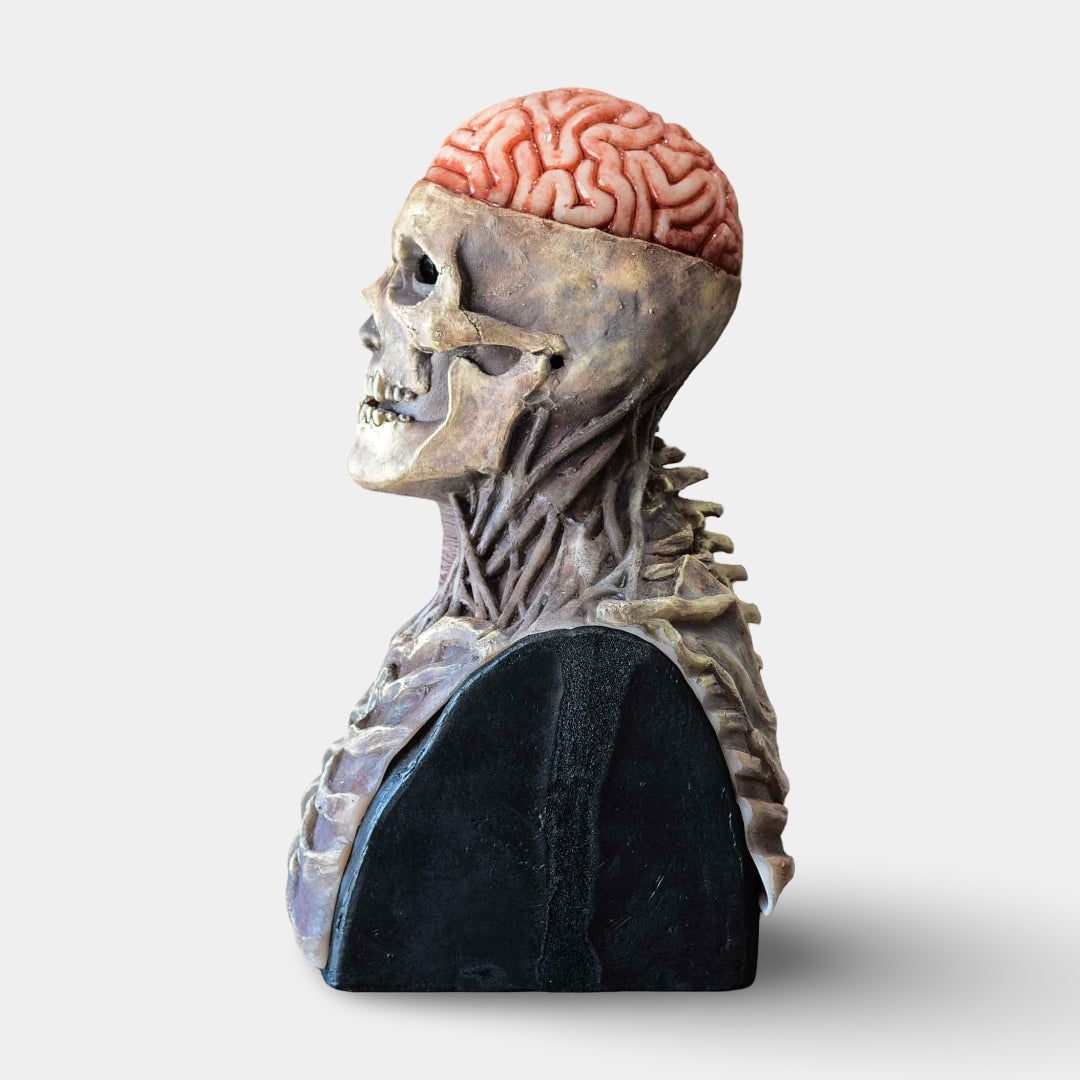 Halloween Skeleton Bust Garage Door Cover with Exposed Brain Detail for Spooky Party Decoration
