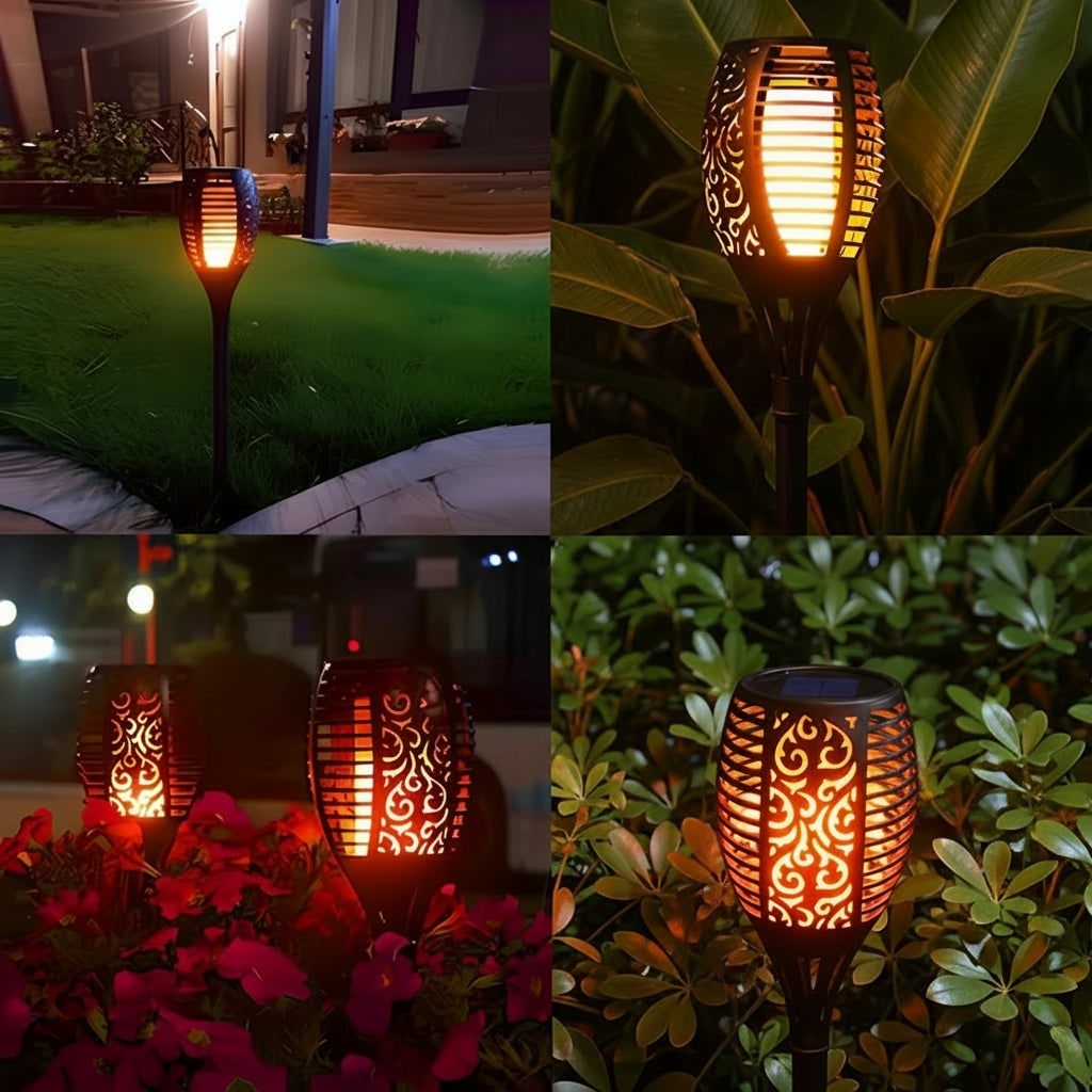 Halloween Solar Torch Lights with Flickering Flame Effect for Outdoor Yard and Pathway Decoration